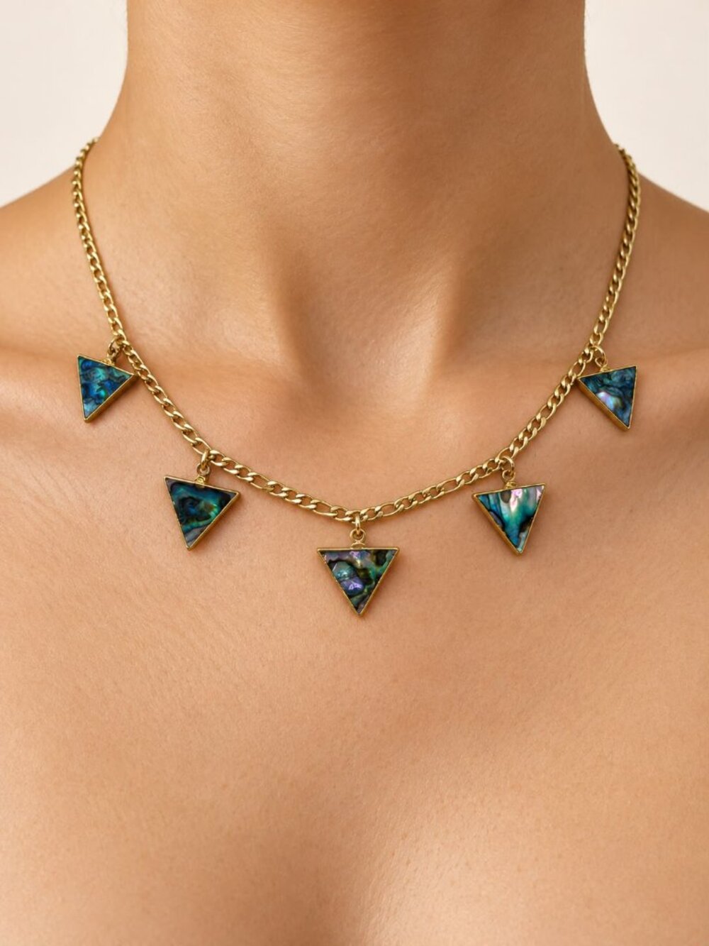 Handmade Reversible Abalone Shell Triangle Charm Necklace - Picture 5 of 5